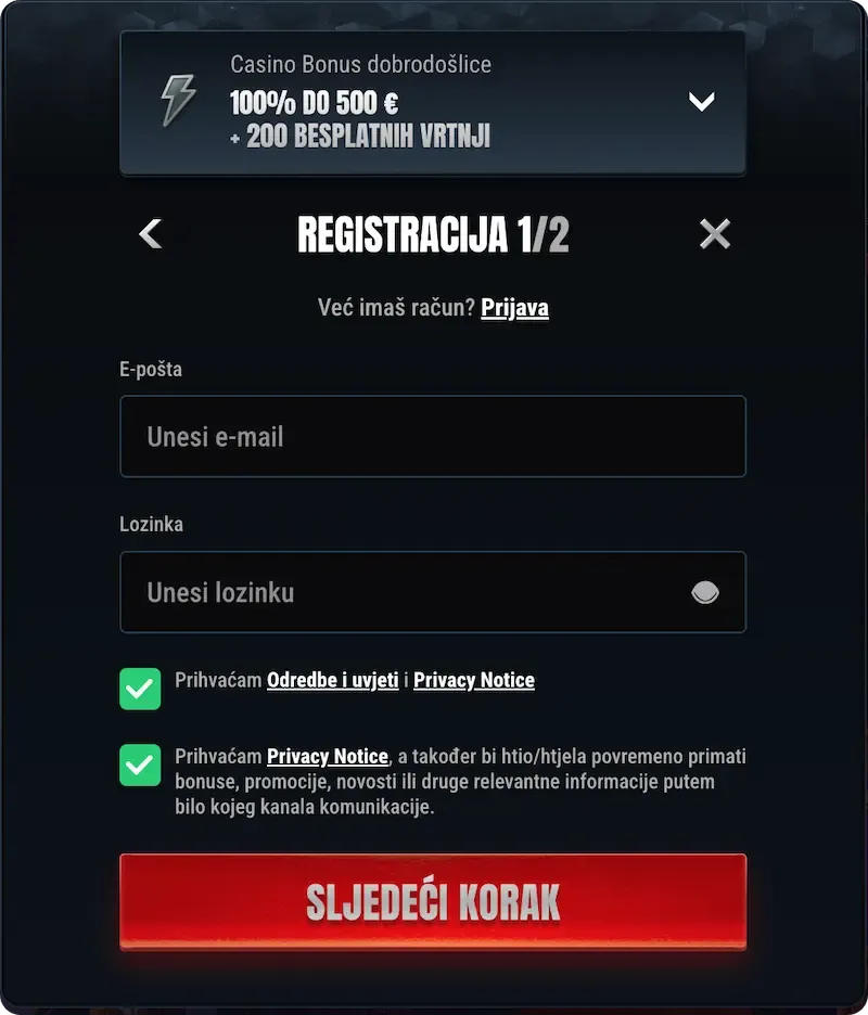 glorion casino registracija