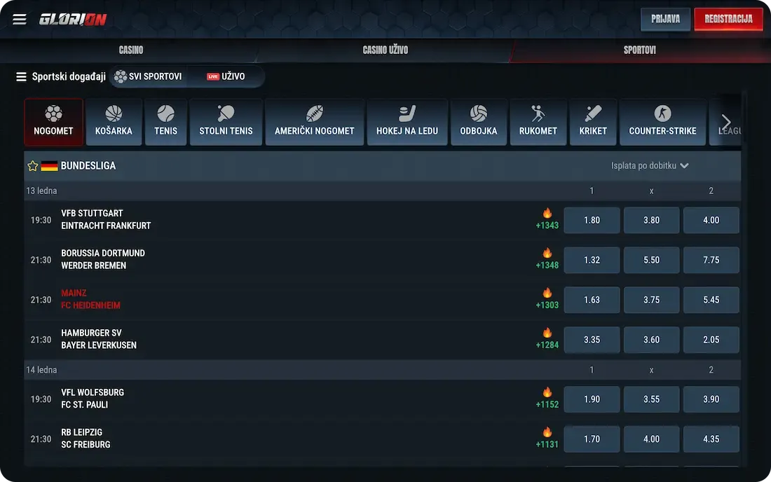 glorion casino sport